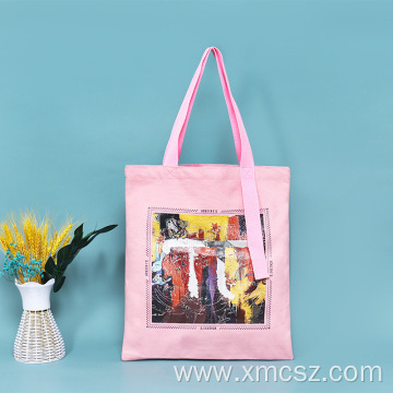 Foldable full print shopping tote-bag with long stripe